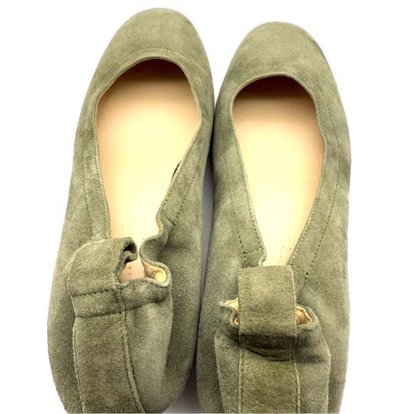 Everlane The Italian Leather Day Heel Suede Olive Green 6 - Picture 9 of 13